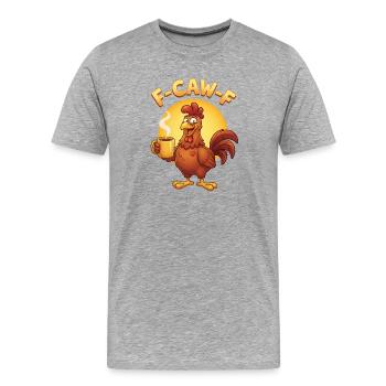 F Caw F Poulet au Café - T-shirt bio Premium Homme - gris chiné - Devant - Damien (186cm)
