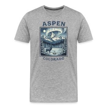 Aspen Colorado Winterurlaub Wandern Skifahren - Männer Premium Bio T-Shirt - Grau meliert - Vorne - Damien (186cm)