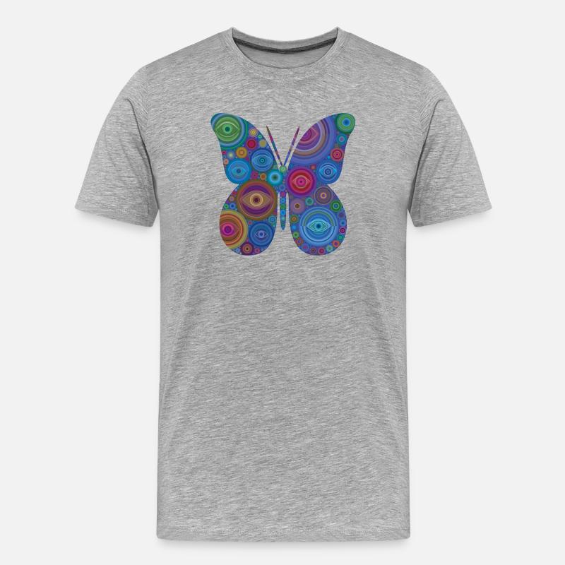 Abstrakte-Augen-Schmetterling - Männer Premium Bio T-Shirt - Grau meliert