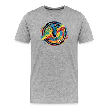 Fußballheld schießt Feuerball Fussball Ball Motiv - Männer Premium Bio T-Shirt - Grau meliert - Vorne - Damien (186cm)