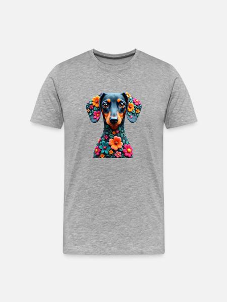 Dackel Dachshund Tekel - Männer Premium Bio T-Shirt - Grau meliert