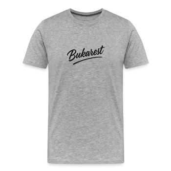 Bukarest Script Vintage Logo - Männer Premium Bio T-Shirt - Grau meliert - Vorne - Damien (186cm)