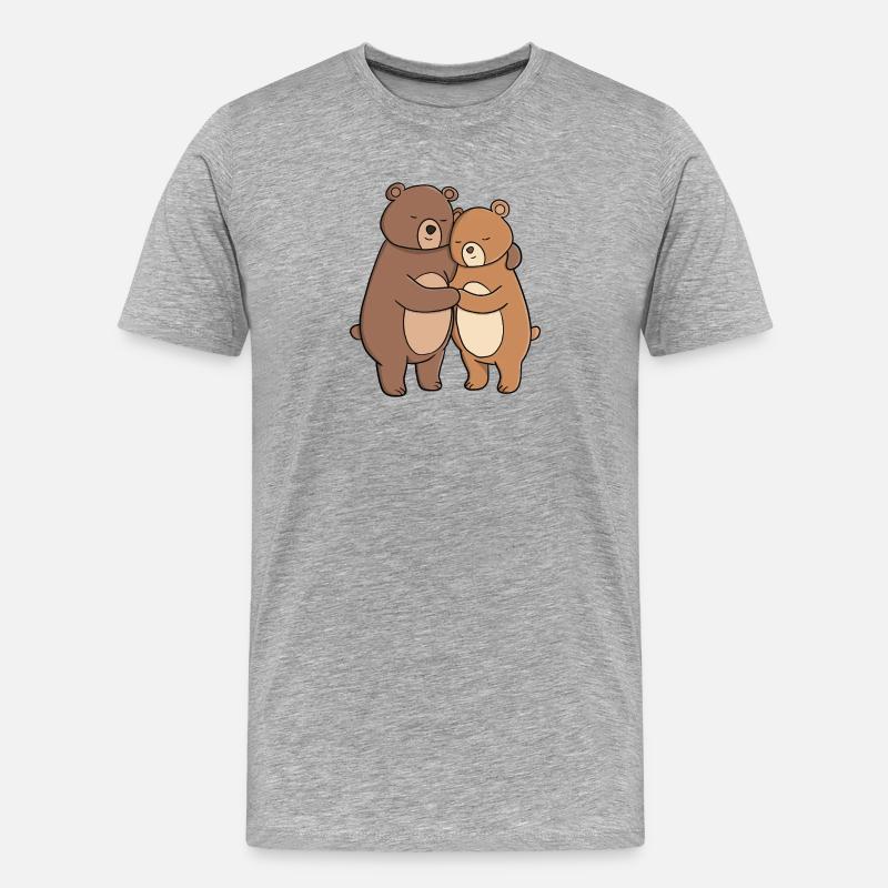 Søde, nuttede kærlige bjørne - Herre Premium T-shirt økologisk - grå meleret