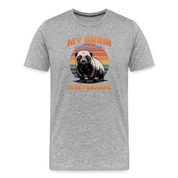 Blaireau drôle - T-shirt bio Premium Homme - gris chiné - Devant - Damien (186cm)