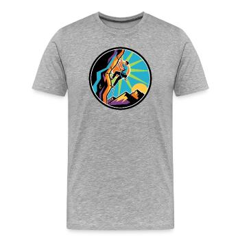 Kletterer Überhang Seil Karabiner Kletterwand Logo - Männer Premium Bio T-Shirt - Grau meliert - Vorne - Damien (186cm)