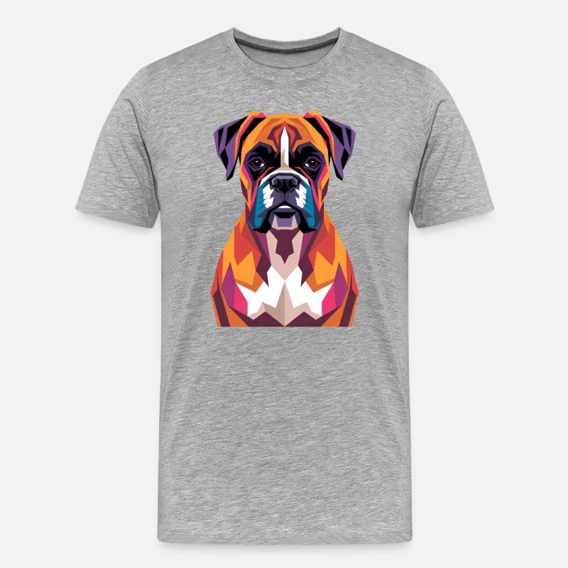 Farbenfroher geometrischer Boxerhund - Männer Premium Bio T-Shirt - Grau meliert