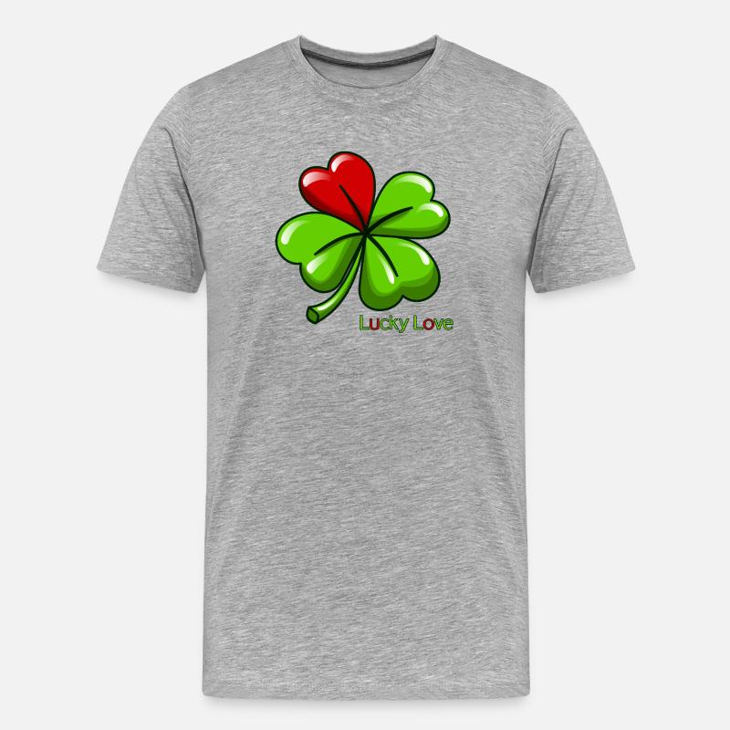 Glücksliebes Kleeblatt - Männer Premium Bio T-Shirt - Grau meliert