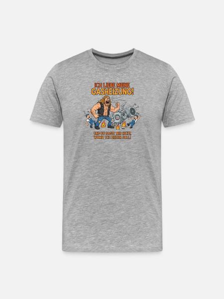Funny saying gas heating - Men's Premium Organic T-Shirt - heather grey