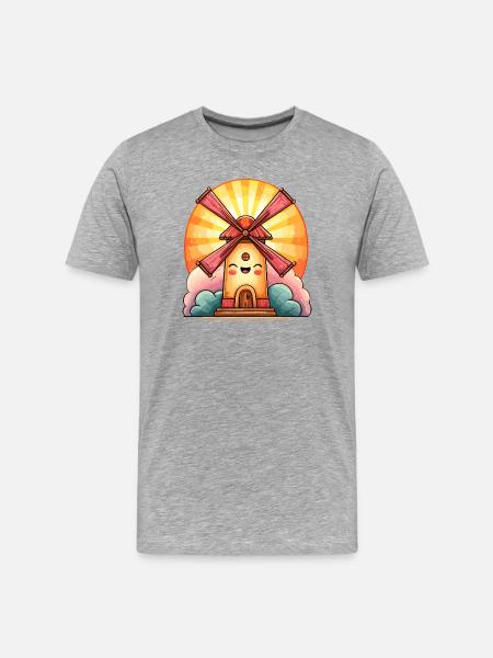 Solar Windmill Laughing House - Men's Premium Organic T-Shirt - heather grey