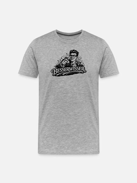 Beserwisser - Männer Premium Bio T-Shirt - Grau meliert