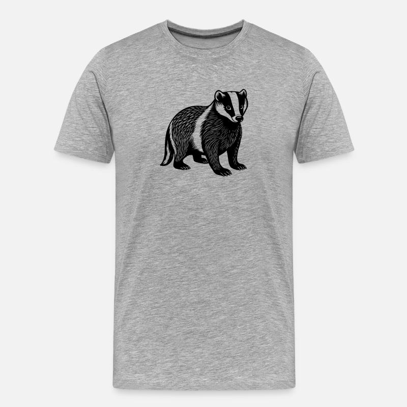 Dachs - Männer Premium Bio T-Shirt - Grau meliert