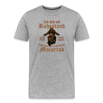 Pension Motorcycle Pensioner Saying Vintage - Men's Premium Organic T-Shirt - heather grey - Front - Damien (186cm)