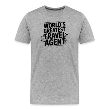 Le plus grand agent de voyages du monde - T-shirt bio Premium Homme - gris chiné - Devant - Damien (186cm)