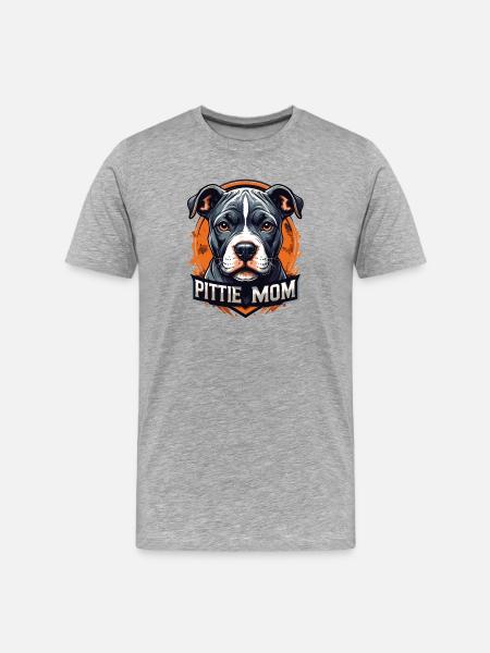Pittie Mom Pitbull Art - Men's Premium Organic T-Shirt - heather grey
