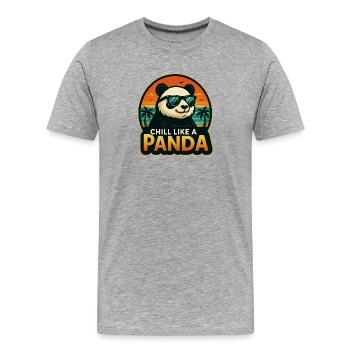 Chill wie ein Panda - Männer Premium Bio T-Shirt - Grau meliert - Vorne - Damien (186cm)