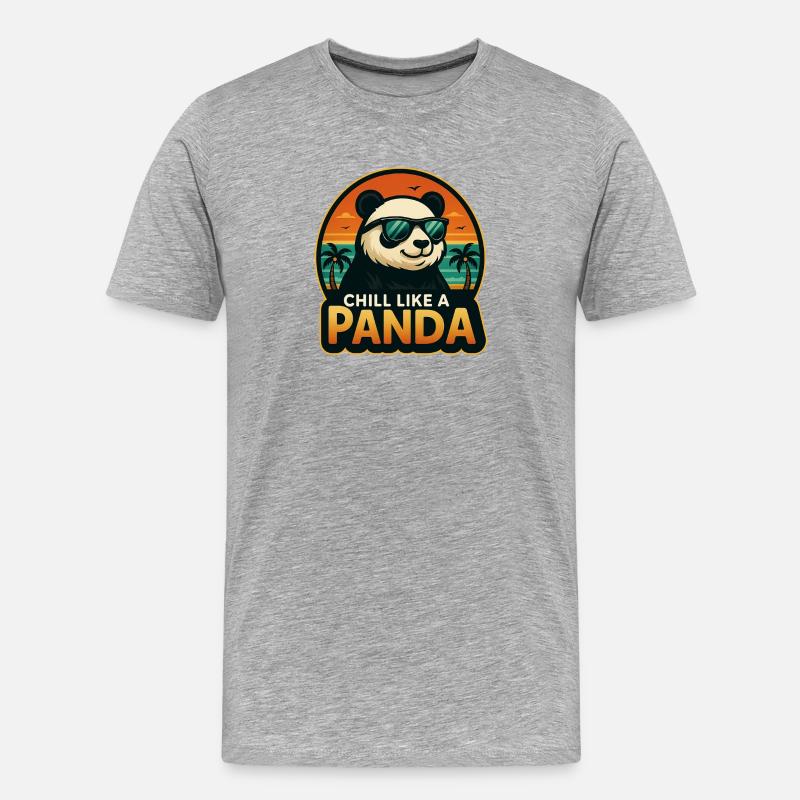 Chill wie ein Panda - Männer Premium Bio T-Shirt - Grau meliert