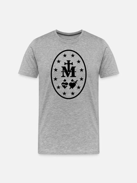 Médaille Miraculeuse Marie Symboles Sacrés - Men's Premium Organic T-Shirt - heather grey
