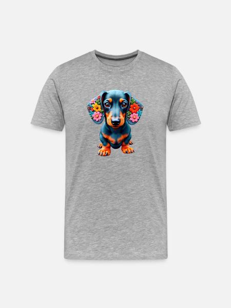 Dackel teckel teckel tekel - T-shirt bio Premium Homme - gris chiné