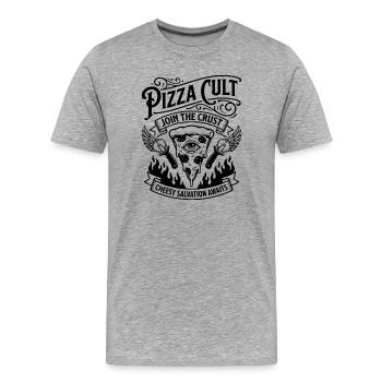 Pizza Cult Cheesy Salvation - Men's Premium Organic T-Shirt - heather grey - Front - Damien (186cm)