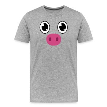 Cute Pig Face Kawaii Snout Costume - Men's Premium Organic T-Shirt - heather grey - Front - Damien (186cm)