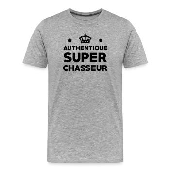 Authentischer Super Hunter - Männer Premium Bio T-Shirt - Grau meliert - Vorne - Damien (186cm)