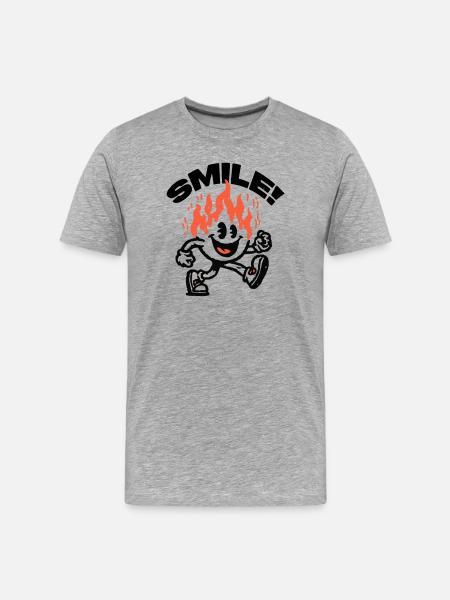Smile! Fiery Friend Smiley - Men's Premium Organic T-Shirt - heather grey