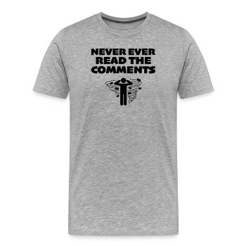 Je n’ai jamais lu les commentaires en ligne - T-shirt bio Premium Homme - gris chiné - Devant - Damien (186cm)