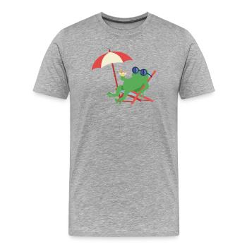 Grenouille détendue sur la plage - T-shirt bio Premium Homme - gris chiné - Devant - Damien (186cm)
