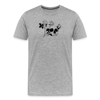 Crâne et os croisés avec des roses - T-shirt bio Premium Homme - gris chiné - Devant - Damien (186cm)