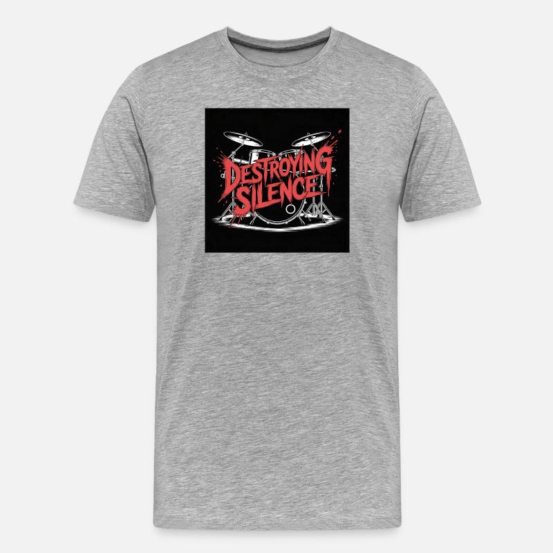 Destroying Silence Drum Graffiti - Männer Premium Bio T-Shirt - Grau meliert