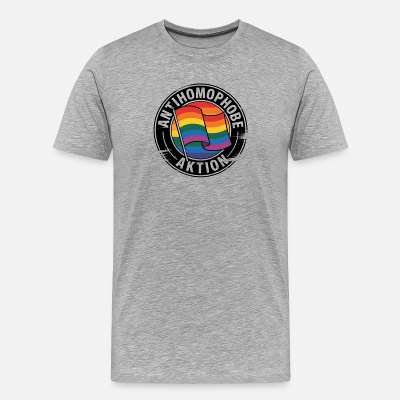 Antihomophobe Aktion - Gegen Rechts - Männer Premium Bio T-Shirt - Grau meliert