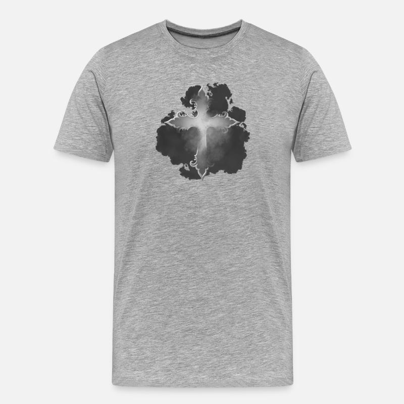 Gothic Kreuz, nebelig - Männer Premium Bio T-Shirt - Grau meliert
