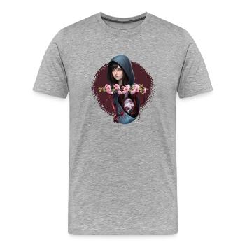 Hooded Noir Flower Rose - Men's Premium Organic T-Shirt - heather grey - Front - Damien (186cm)