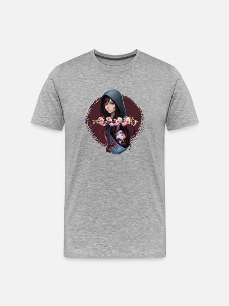 Hooded Noir Flower Rose - Men's Premium Organic T-Shirt - heather grey
