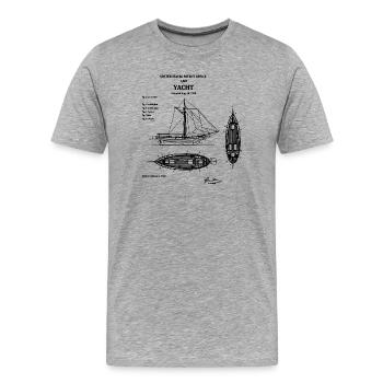 Conception du brevet de plan de yacht - T-shirt bio Premium Homme - gris chiné - Devant - Damien (186cm)