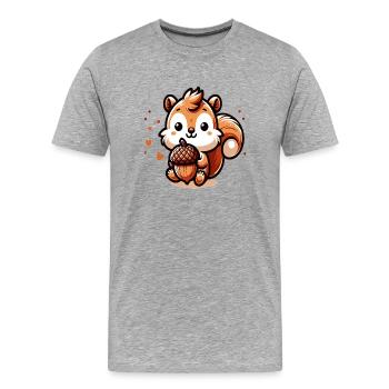 Süßes Eichhörnchen mit Herz-Eichel - Männer Premium Bio T-Shirt - Grau meliert - Vorne - Damien (186cm)