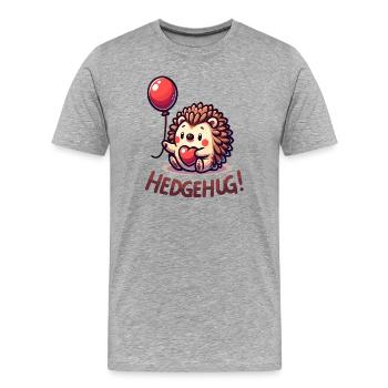 Hedgehog Herzballon Umarmung - Männer Premium Bio T-Shirt - Grau meliert - Vorne - Damien (186cm)
