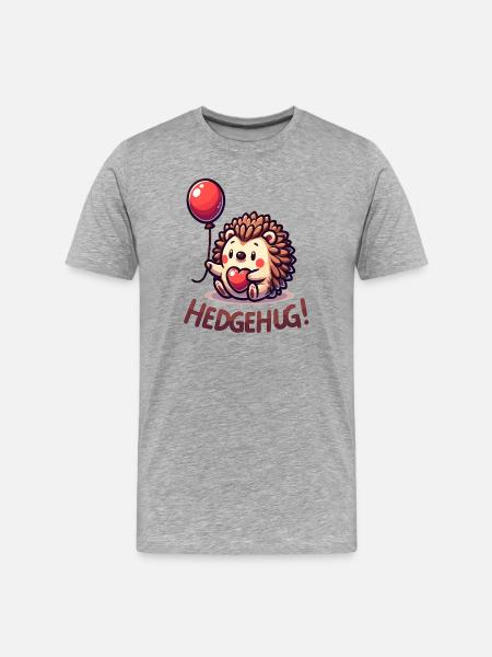 Hedgehog Herzballon Umarmung - Männer Premium Bio T-Shirt - Grau meliert