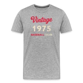 Vintage 1975 – Baseball Club Retro Birth Year - Men's Premium Organic T-Shirt - heather grey - Front - Damien (186cm)