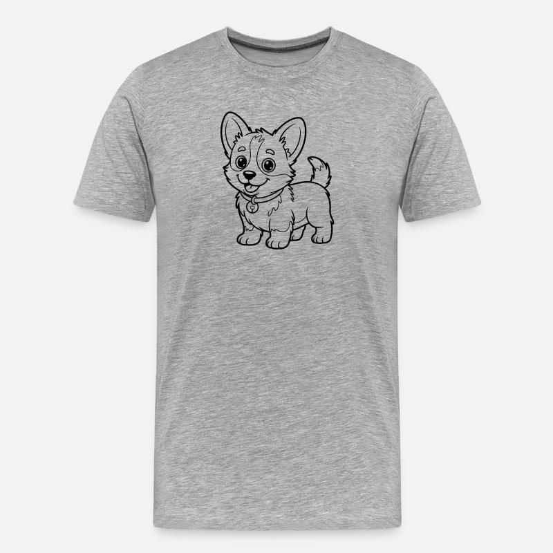 Dessin de lignes Small Chow Pup - T-shirt bio Premium Homme - gris chiné
