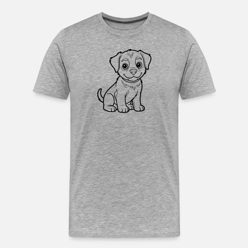 Illustration de plan de petit chiot - T-shirt bio Premium Homme - gris chiné
