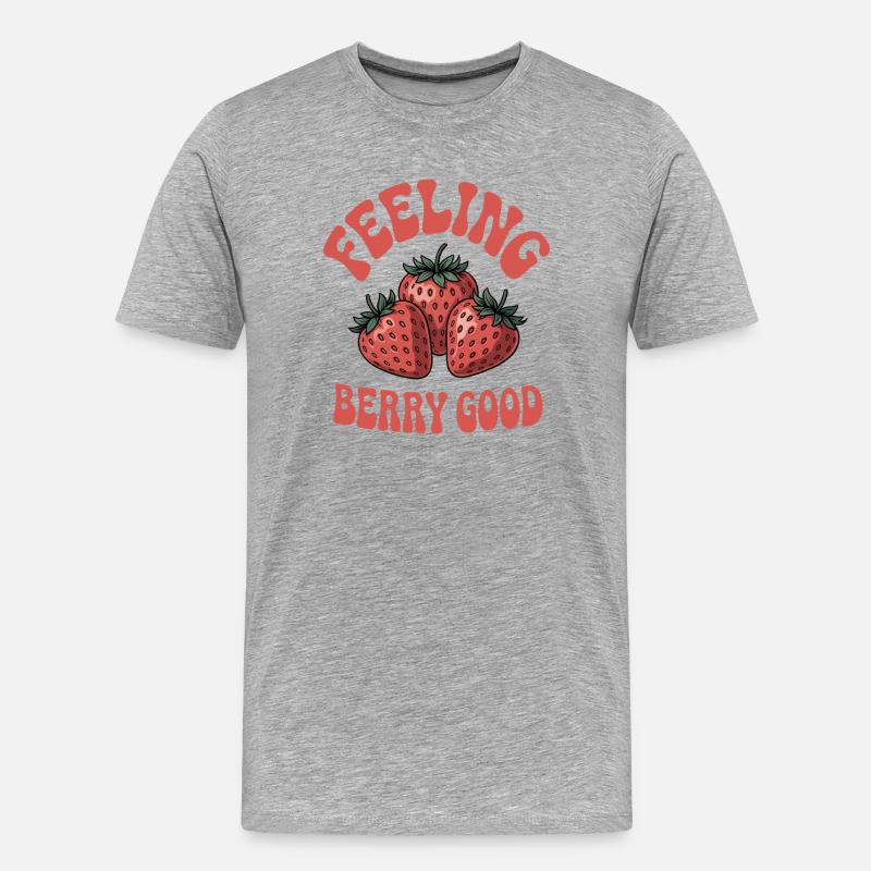 Erdbeeren Sprüche Lustiges Erdbeeren Geschenk - Männer Premium Bio T-Shirt - Grau meliert