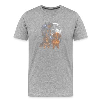 Teckel dans la lune spatiale - T-shirt bio Premium Homme - gris chiné - Devant - Damien (186cm)