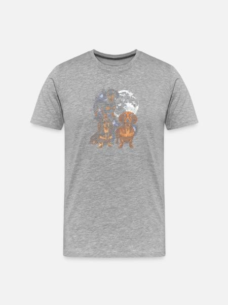 Teckel dans la lune spatiale - T-shirt bio Premium Homme - gris chiné