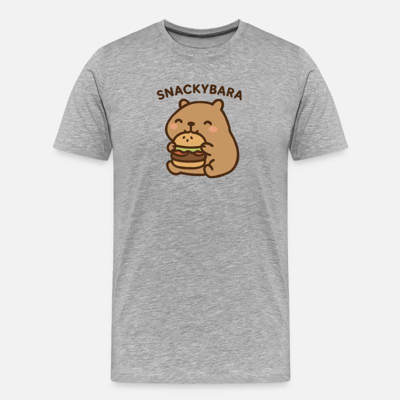 Snackybara – Capybara mit Burger - Männer Premium Bio T-Shirt - Grau meliert