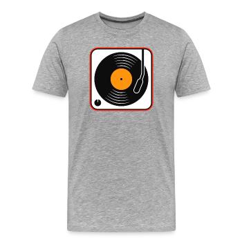 Album vinyle rétro sur platine - T-shirt bio Premium Homme - gris chiné - Devant - Damien (186cm)