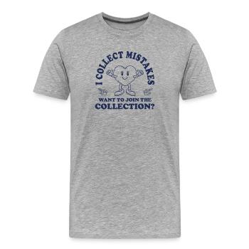 I Collect Mistakes – Retro Comic Flirt Saying - Men's Premium Organic T-Shirt - heather grey - Front - Damien (186cm)