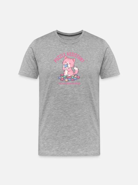 Puzzle Assistand Cat Quote - Men's Premium Organic T-Shirt - heather grey