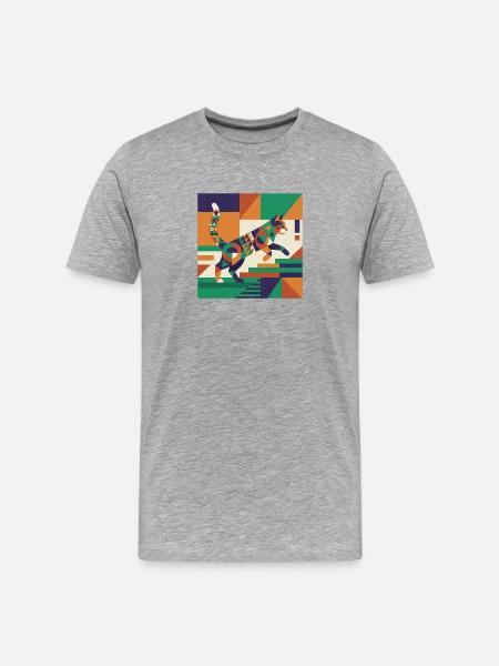 Geometrischer Tiger Farbspiel - Männer Premium Bio T-Shirt - Grau meliert