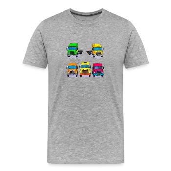 Lebendige Trucken-Sammlung - Männer Premium Bio T-Shirt - Grau meliert - Vorne - Damien (186cm)